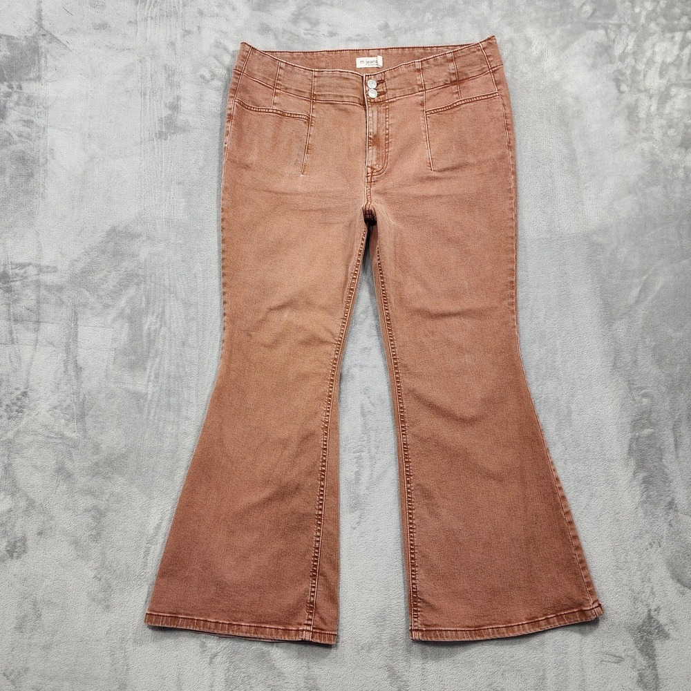 Maurices M Jeans Womens 18W SHORT Brown Sculptress High Rise Flare Stretch